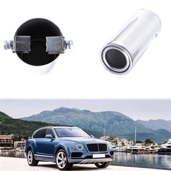 Collecteur Pièces 1Pc Universel En Acier Inoxydable Rond De Voiture Arrière Tuyau D'échappement Queue Gorge Silencieux Astuce Argent Remplacement AccessoiresManifold