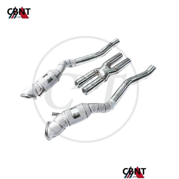 Pièces de collecteur pour système d'échappement F12 6,3 L avec convertisseur catalytique SS304 Catted / Catless Downpipe Collecteurs d'échappement Tuyau Drop Delive Dhlxo