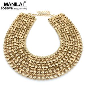Manilai Chunky Metalen Verklaring Ketting Voor Vrouwen Neck Bib Collar Choker Maxi Sieraden Golden Silver Color Bijoux 220217