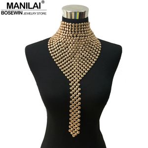 Manilai Mode Metalen Chokers Sieraden Neck Bib Collar Torques Lange Ketting Kwasten Verklaring Kettingen Hangers Dames Gift J190625