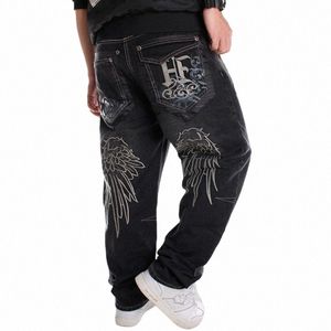 Manjeans Lâche Baggy Jeans Hiphop Skateboard Denim Pantalon Street Dance Hip Hop Rap Mâle Noir Trouses y4nQ #