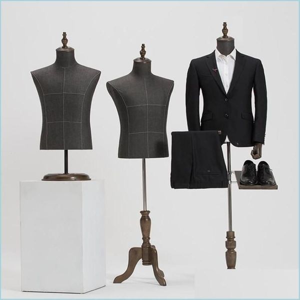 Mannequin 2style corps masculin demi-longueur modèle costume pantalon rack affichage magasin de vêtements bois Dase hauteur réglable une tarte goutte De202T