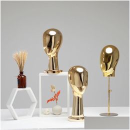Mannequin Electroplating Head Golden en Sier Color Model te koop Drop levering sieraden verpakking Display Dhkar