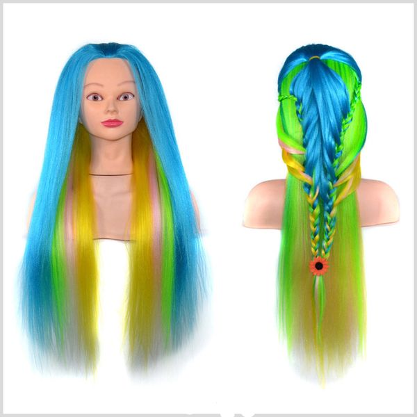 MANNEQUIN HEAD TRACHING Head with Synthetic Hair for Braid Hairstyle Manikin Dummy Doll Head Style Styling Head