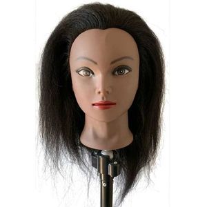 Mannequin kopt 100% echt haar Afrikaans mannequin kapsel training hoofd professionele salon oefening kapperstyling tool Q240510