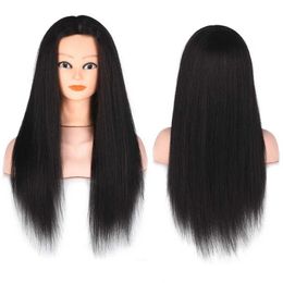 Têtes de mannequin Tête de modèle de cheveux humain 100% Véritable Tête de cheveux Utilisé pour la coiffure Style de style chaud Fon enroulé droit 22 pouces formation Q240510