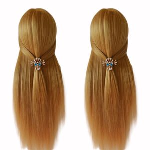 Cabezas de maniquí Cabeza de Maniquí de pelo rubio de fibra de alta temperatura 100% cabeza de entrenamiento para maniquí de peluquería trenzada cabeza de muñeca con abrazadera 230310