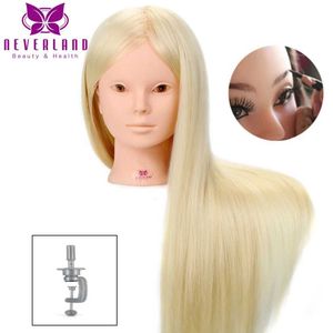 Têtes de mannequin 24 pouces 50% de cheveux humains réels faux têtes utilisées pour la coiffure de maquillage pratique professionnelle blanc blonde poupée blonde Q240510