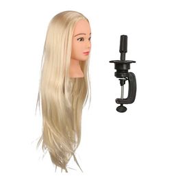 Mannequin Heads 26 Salon Hair Practice Training Hoofdmodel Lang rechte gouden menselijke pop met armband Q240510
