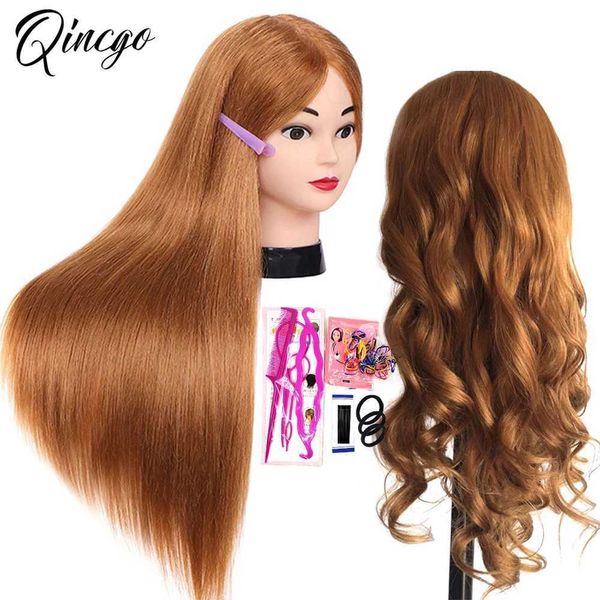 Mannequin Heads 65 cm 85% Natural Human Hair Training Makeup Practice Practice Head Beauty Doll Styling Q240510