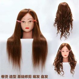 Mannequin Heads 75% Real Natural Human Hair 3Color Training Hairdressing Makeup Practice Model Model Head Mannequin Beauty Doll Head Q240530
