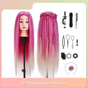 Mannequin Heads 75cm professionele training hoofdkit mannequin poppenhap haarpophoofd met tafel klemhouder voor kapsel vlecht kapping Q240530