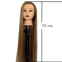 Têtes de mannequin 75 cm Clair Hair Training Synthetic Human Modèle HEAD POUR TEMPS MALUP PRATIQUE SALON SALON SALON TOL Q240510