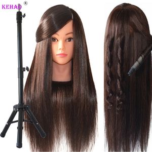 Têtes de mannequin 80% tête de poupée de cheveux réels pour coiffure Kit de tête de formation professionnelle tête de Mannequin coiffage pour pratiquer le fer à friser redresser 231208