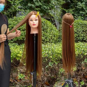 MANNEQUIN Têtes de la tête de modèle humain de 80 cm avec des cheveux synthétiques utilisés pour pratiquer le tissage de coiffure