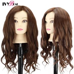 Mannequin Heads 85% Real Human Hair Head for Hair Training Trainling Cosmetología profesional Cosmetología Cabeza para peinados Q240530