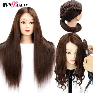 Mannequin Heads 85% Real Human Hair Mannequin Head For Hair Training Styling Professional Hairdressing Cosmetology Dolls Head For Hairstyles 230323