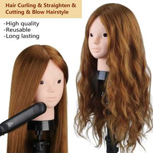 Têtes de mannequin 85% de la tête du modèle de cheveux humain réel utilisé pour le curling et le lisser la formation professionnelle du coiffeur solo Virtual Doll Q240510