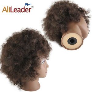 Mannequin Heads African Barber Training Head Salon Silicone Practice Human Model Housthed Twisted Curly Hair Q240510