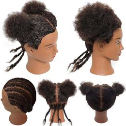 Mannequin kopt African Mannequin Head 100% echte haartraining vorm Braid Doll oefen maïs en 6 inch Q240510