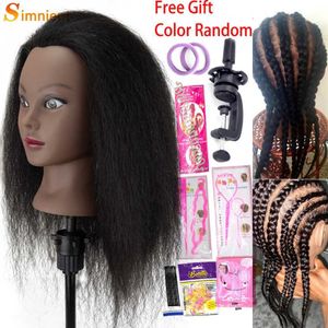 Mannequin Heads African Mannequin Head Woven Maniqui Hair Doll Real Human Training Modèle de coiffeur Natural Female Haircut Kit Wig Q240510