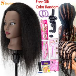 Têtes de Mannequin Afro Têtes de Mannequin pour Tresser Maniqui Poupées de Cheveux Réel Formation Humaine Coiffeur Modèle Naturel Kit de Coiffure pour Femmes Perruques 230323