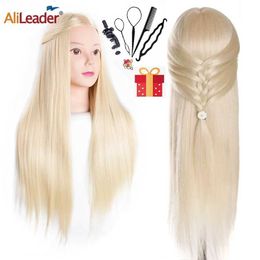 Mannequin Heads Alileader 65cm Human Model Head Hair Training Hairdresser 7 Hairstyles Q240510