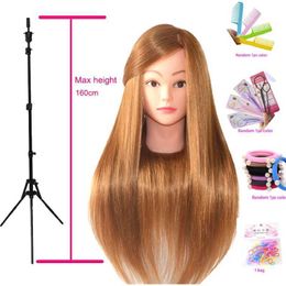 Mannequin Heads Doll Head for Hair Practice 80% Kit de entrenamiento real con stand de peluca y clip de trípode Modelo humano Styling Q240510
