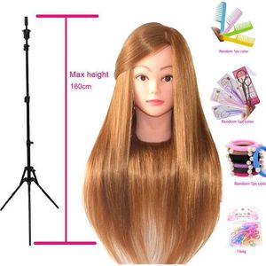 Mannequin Heads Poll Head for Hair Practice 80% Vraie Training Kit avec stand et trépied Clip Human Model Style Q240510