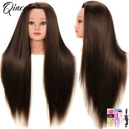 Mannequin Heads Female Hair Beauty Doll Head for Barber Style Human Model Training with and Choice Stand Q240510