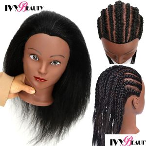 Mannequin Heads Head 100% Human Hair Training Kit Coiffeur Coiffeur Cosmetology Manikin Practice Doll For Braiding Hair 240403 Drop délivre Otiur