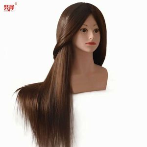 Mannequin kopt hoogwaardige professionele mannequin kop met schoudermedium bruin haar mannequin poppen voor haarstyling maniqui hoofdtraining Q0530