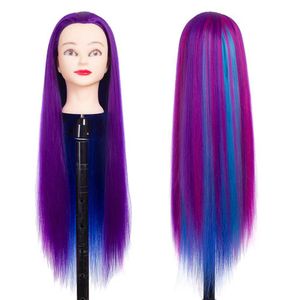 Mannequin Heads Human Model Head for Hairstyle Rainbow Hair Doll Practical Styling Make -up Weaving Q240510
