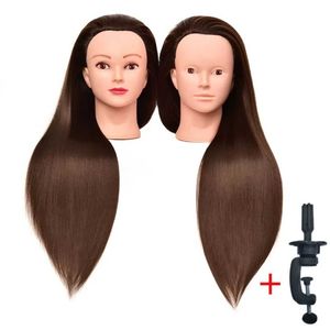 Mannequin Heads Long Hair Human Model Head 100% hoge temperatuur glasvezel Kapper training voor het breien van cosmetische pop Q240510