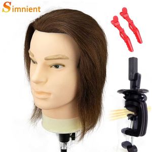 MANNEQUIN Têtes masculines HEAD MANNEQUIN 100% Human Hair Cosmetics pour la coupe et le style avec des cadeaux de poupée Q240510