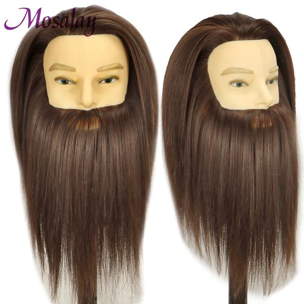 Cabezas de maniquí Cabeza de maniquí masculina con cabello 100% sintético para práctica Peluquería Cosmetología Entrenamiento Cabeza de muñeca para peinado 231208