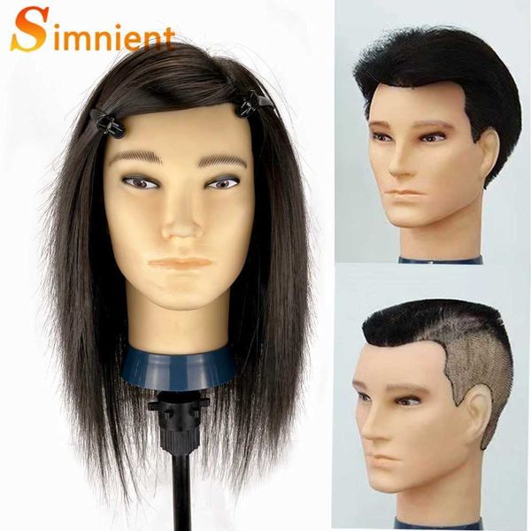 Mannequin Heads Male Model Head 100% Synthetic Fiber Hair Beauty Herderessing Practitioner Training Dolling Style Gift Gift Q240510