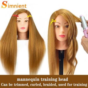 Mannequin kopt Nieuw vrouwelijk Human Body Model Training Doll Head 80% echt haar gebruikt voor kapsel schoonheid en met statief stand Q240510