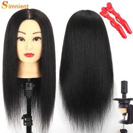 Mannequin Heads Simnient 100% Artificial Hair Human Head with Training Styling Solo Hairdresser Virtual Doll utilizada para practicar peinados Q240510
