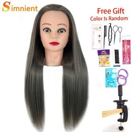 Mannequin Heads Simninet 65cm Human Model Haar Training Hair Training Hairdresser 13 Hairstyles Gratis geschenk Q240510