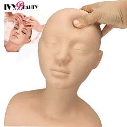 MANNEQUIN Têtes de massage en silicone doux Formation Human Model Model HEAD STRAP Professional Cosmetics Practical Makeup Doll pour les coiffeurs Q240510