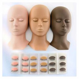 MANNEQUIN TEAUX Formation de faux cils pratiquant la tête de modèle humain en silicone utilisé pour le maquillage pour débutant Doll Facial Practice d'extension des cils Q240510