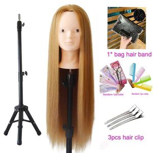 MANNEQUIN HEADS TRACHING TEAL Kit pour Hairstyle Human Model 100% Synthetic Makeup with Clip Wig Holder Trépied Q240510