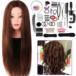 Mannequin Heads Wig Doll Human Model Head With Hair Blonde Brown Practice Curly Salon Training Statief Stand 80% Realistische Q240510