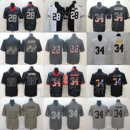 Mans 34 Bo Jackson Football Jersey Vintage 28 Josh Jacobs genaaid uniform voor sportfans Godin Hyphenation Color Rush Shadow Smoke Flag Rainbow Ademend