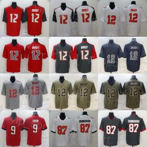 Mans 87 Rob Gronkowski Football Jersey 9 Joe Tryon-shoyinka 12 Tom Brady Uniforme Bordado y saludo de costura para que el servicio retroceda el equipo Vapor intocable Equipo