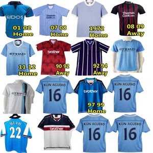 MANS CITIES Retro Classic Soccer Jerseys 1972 73 1994 96 97 98 99 2000 01 02 03 07 08 09 2011 12 14 15 16 KUN AGUERO ANELKA Wembley ROBINHO TOURE YAYA Mpenza Kompany Chemises