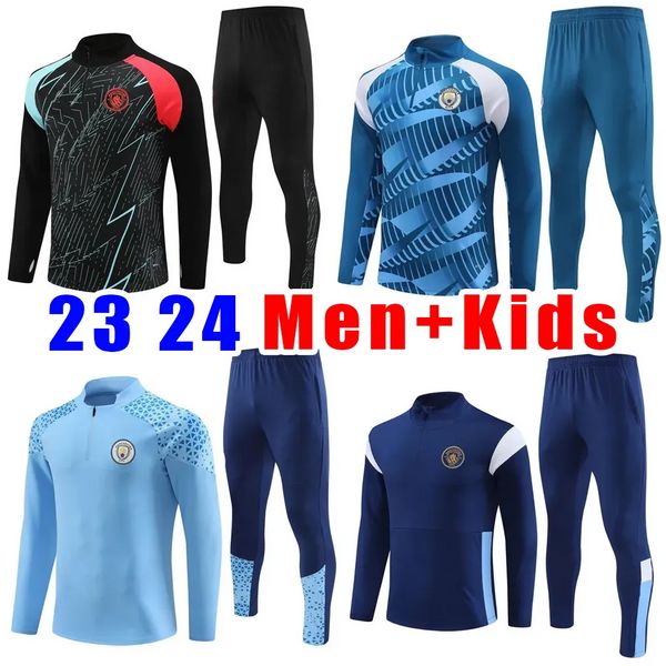 MANS Cities Soccer Jerseys Football Tracksuit Haaland de Bruyne 2023 2024 Phillips Training Suit Grealish Sterling Ferran Mahrez Foden Men Kids