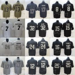 Mans Football 12 Ken Stabler Jersey 16 Jim Plunkett 25 Fred Biletnikoff 32 Marcus Allen 8 Josh Jacobs 24 Charles Woodson 28 Josh Jacobs 13 Hunter Renfrow 15 Flores 15 Flores