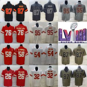 2024 Super Bowls LVIII Fútbol 26 Chris Williams Jerseys 95 Chris Jones 87 Travis Kelce 32 Nick Bolton 58 Derrick Thomas Bordado Negro Rojo Blanco Gris Color Rush